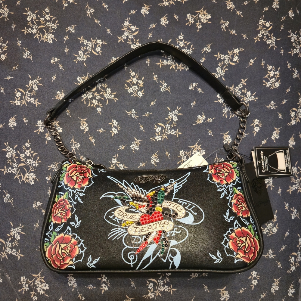 Ed Hardy Black Floral Women's Bag - Picture 2 of 5